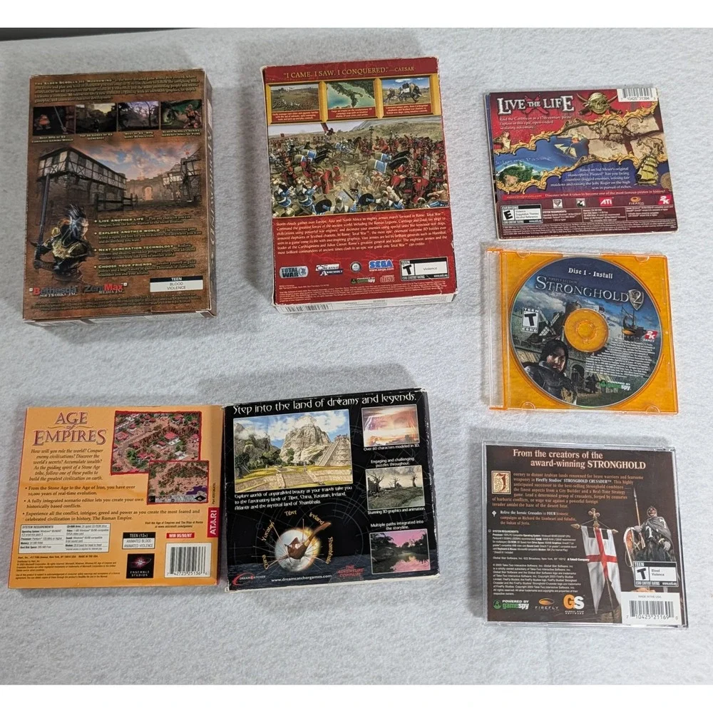 Vintage PC Game Lot Morrowind Rome Total War Age of Empires Pirates Stronghold